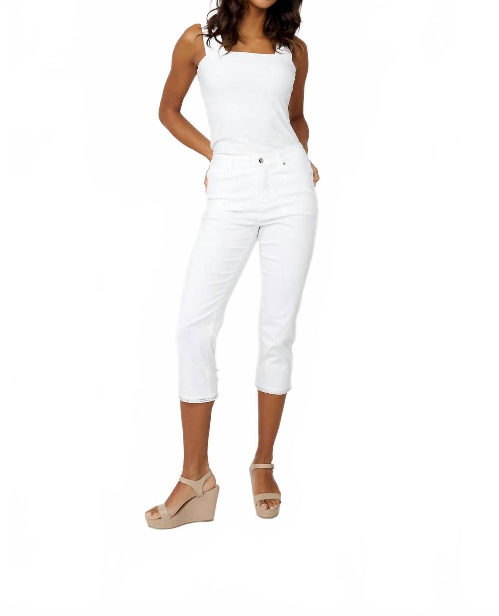 NEW FRANK LYMAN slim cropped trousers in white